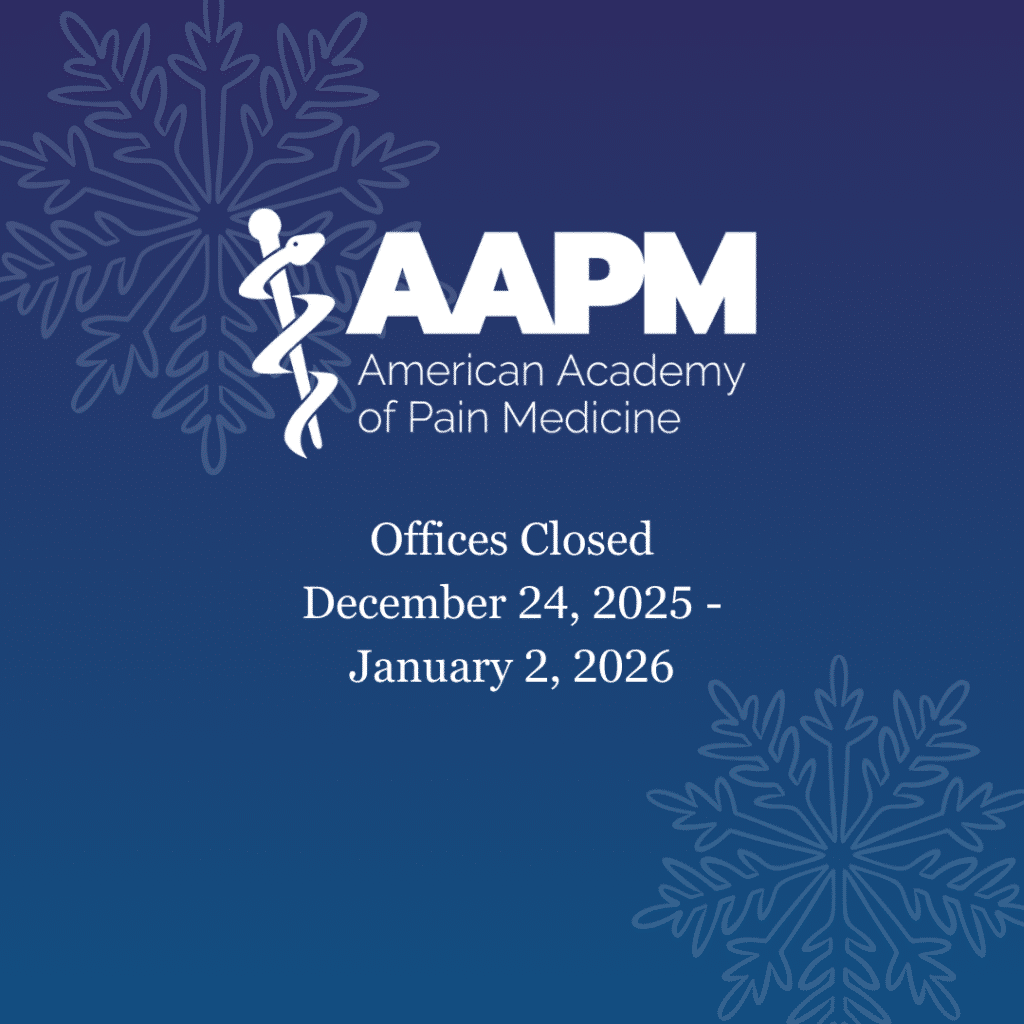 AAPM holiday closure notice: office closed Dec 24–Jan 4, reopening Jan 5.